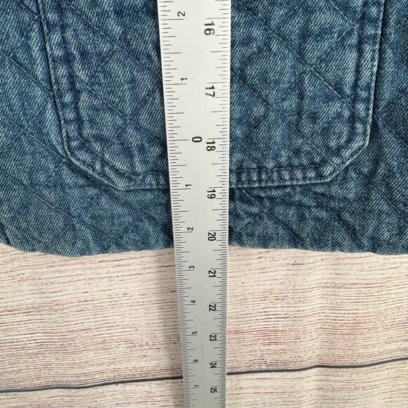 Avec Les Filles Maura Bow Tie Quilted Denim Jacket Womens Small Blue Medium Wash - Picture 12 of 14